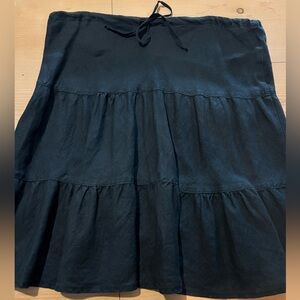 Allen Allen Black Linen Drawstring Layered Skirt Size L